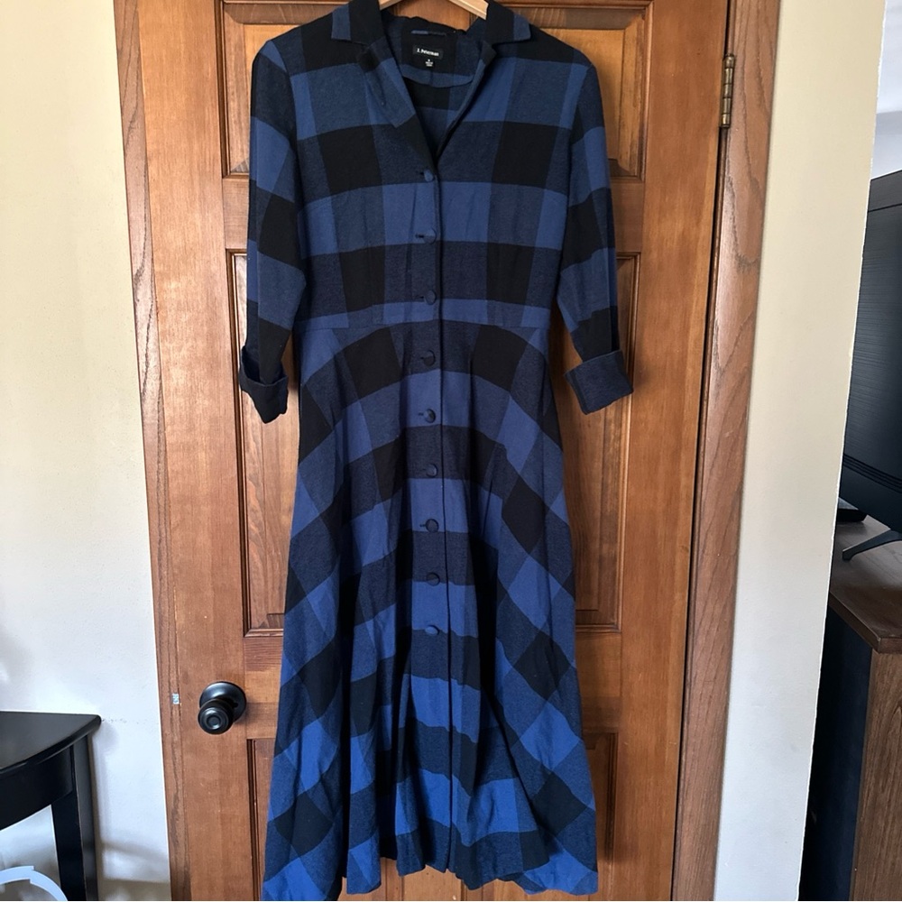 J Peterman Dress 8 Buffalo Plaid Long Shirtdress Flannel Cabincore‎ Up North